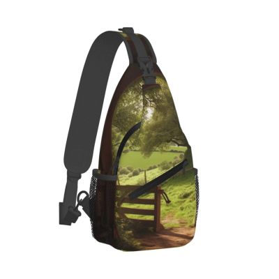 WSOIHFEC Sling Bag for Women Men Chest Bag Country Gate Crossbody Bag Small Sling Backpack Fanny Packs Hiking Daypack