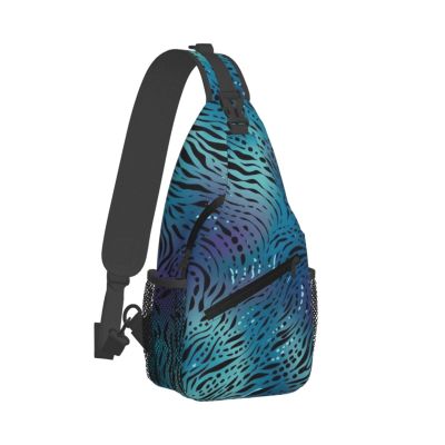 WSOIHFEC Sling Bag for Women Men Chest Bag Blue zebra print Crossbody Bag Small Sling Backpack Fanny Packs Hiking Daypack