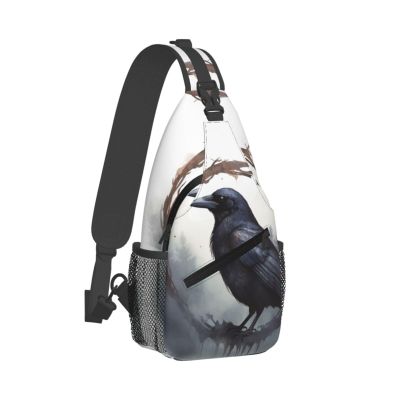Sling Bag for Women Men Chest Bag Black Crow Crossbody Bag Small Sling Backpack Fanny Packs Hiking Daypack