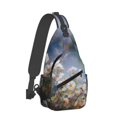 WSOIHFEC Sling Bag for Women Men Chest Bag Blossoming Flowers Crossbody Bag Small Sling Backpack Fanny Packs Hiking Daypack
