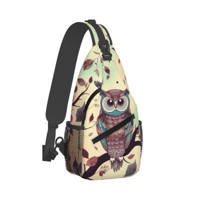 WSOIHFEC Sling Bag for Women Men Chest Bag Owl tree branch Crossbody Bag Small Sling Backpack Fanny Packs Hiking Daypack