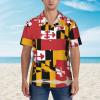 Maryland Flag Men's Casual Shirts Short Sleeve Regular Fit Fashion Camp Beach Shirts Tops view 4