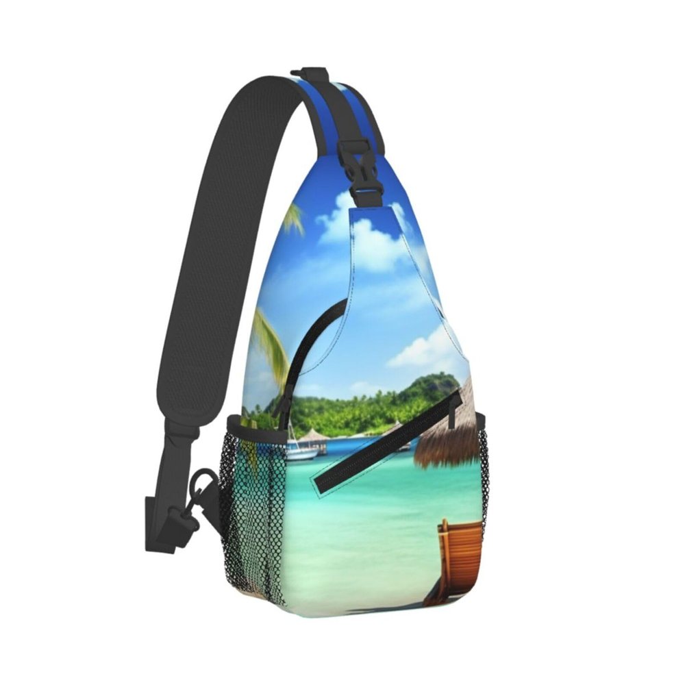 WSOIHFEC Sling Bag for Women Men Chest Bag Tropical Holidays Crossbody Bag Small Sling Backpack Fanny Packs Hiking Daypack