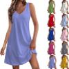 WENLIN Womens Summer Dresses 2024 Loose V Neck Tank Dress Casual Beach Sun Sleeveless Sundress with Pockets (US, Alpha, Large, Regular, Regular, Purple) view 1