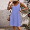 WENLIN Womens Summer Dresses 2024 Loose V Neck Tank Dress Casual Beach Sun Sleeveless Sundress with Pockets (US, Alpha, Large, Regular, Regular, Purple) view 3