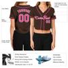 Custom Women's Cropped Baseball Jersey,Personalized Crop Top Button Down T-Shirts Short Sleeve V-Neck Blouse Button Up Jersey A-Brown view 2
