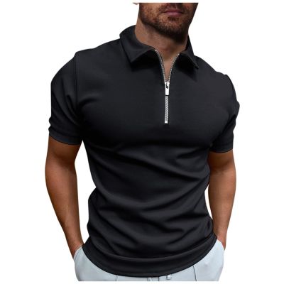 Ymosrh Men's Polo Shirts, Short Sleeve Zipper Business Casual Polos Lightweight Athletic Golf Tshirt Polos for Shirts (3XL, Black)