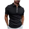 Ymosrh Men's Polo Shirts, Short Sleeve Zipper Business Casual Polos Lightweight Athletic Golf Tshirt Polos for Shirts (3XL, Black) view 1