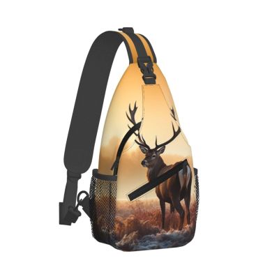 WSOIHFEC Sling Bag for Women Men Chest Bag Landscape Deer Crossbody Bag Small Sling Backpack Fanny Packs Hiking Daypack