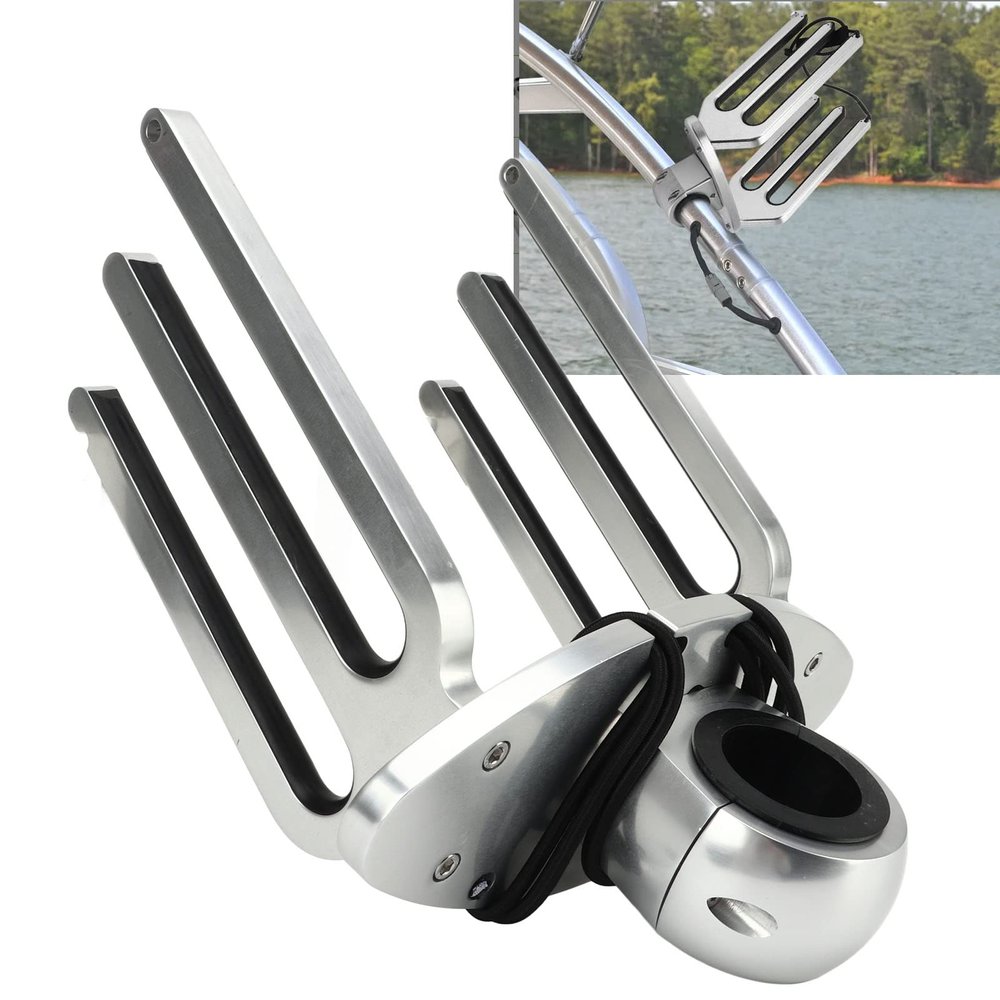 Jopwkuin Universal Wakeboard Tower, Wakeboard Tower Rack Adjustable Angle Wakeboarding Holder Bracket Polished Aluminium Alloy for 1.89in 2.36in 2.48in Clamp Tubing for Boat, Yacht, Marine
