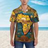 Abstract World Map Men's Casual Shirts Short Sleeve Regular Fit Fashion Camp Beach Shirts Tops Black view 4