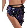 Zaldita Womens Shiny Sequin Skirts Mini High Slit Party Skirt Belly Dance Sparkly Hip Wrap Skirts Black Medium view 2