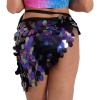 Zaldita Womens Shiny Sequin Skirts Mini High Slit Party Skirt Belly Dance Sparkly Hip Wrap Skirts Black Medium view 3