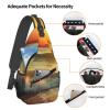 WSOIHFEC Sling Bag for Women Men Chest Bag Waves Sunset Crossbody Bag Small Sling Backpack Fanny Packs Hiking Daypack view 3
