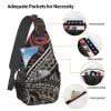 WSOIHFEC Sling Bag for Women Men Chest Bag Black outline pattern Crossbody Bag Small Sling Backpack Fanny Packs Hiking Daypack view 3