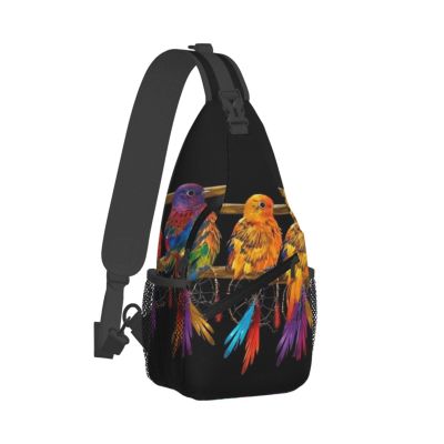 WSOIHFEC Sling Bag for Women Men Chest Bag Brightly colored birds Crossbody Bag Small Sling Backpack Fanny Packs Hiking Daypack