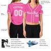 Custom Women's Cropped Baseball Jersey,Personalized Crop Top Button Down T-Shirts Short Sleeve V-Neck Blouse Button Up Jersey B-Pink view 2