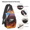 WSOIHFEC Sling Bag for Women Men Chest Bag Basketball with flames Crossbody Bag Small Sling Backpack Fanny Packs Hiking Daypack view 3
