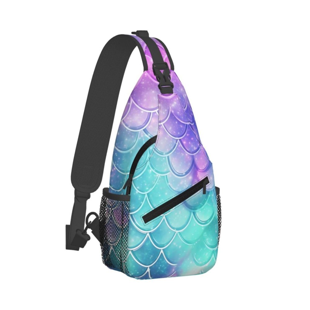 WSOIHFEC Sling Bag for Women Men Chest Bag Mermaid Scale Crossbody Bag Small Sling Backpack Fanny Packs Hiking Daypack