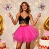 Jewemia Adult Women Tutu Skirt Layered Tulle Skirt Classic Elastic Tutu Skirt Ballet for Women and Girls Festival Cosplay (Rose) view 3