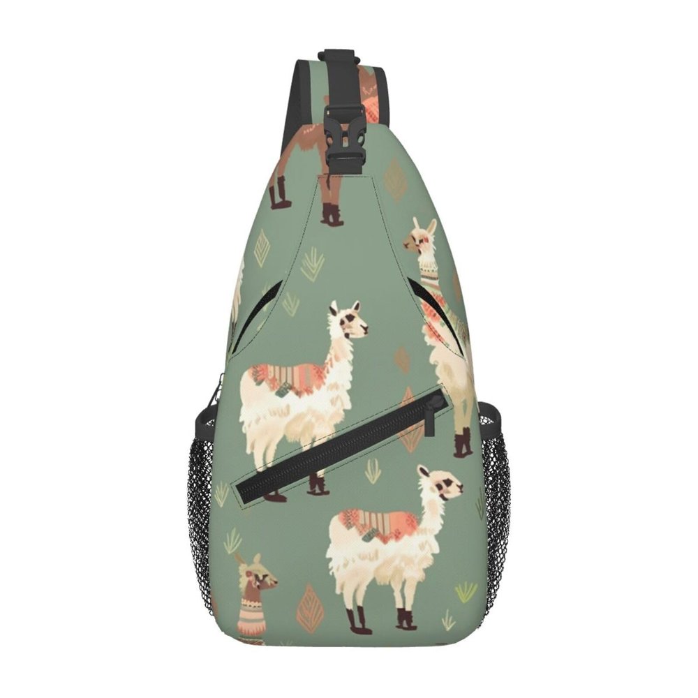 VTCTOASY Sling Bag Crossbody Sling Backpack for Men Women Alpaca Cross Chest Bag Travel Hiking Daypack