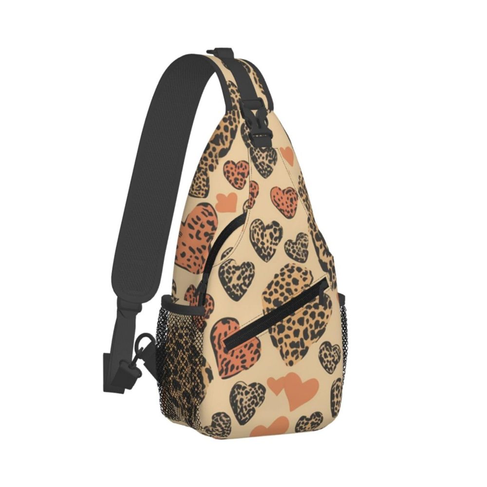WSOIHFEC Sling Bag for Women Men Chest Bag Leopard Love Crossbody Bag Small Sling Backpack Fanny Packs Hiking Daypack