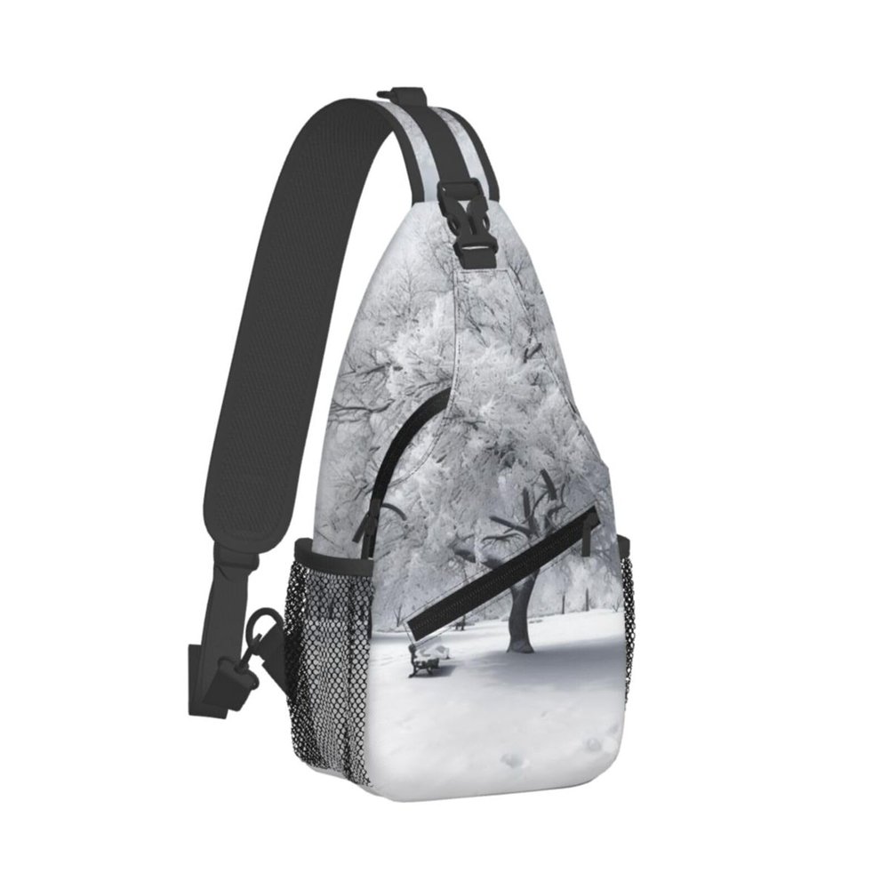 WSOIHFEC Sling Bag for Women Men Chest Bag White Snow Tree Crossbody Bag Small Sling Backpack Fanny Packs Hiking Daypack