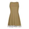 2024 Summer Sleeveless Tank Sundress,Women Crewneck Solid A Line Vacation Dress,Casual Beach Lace Dress with Pockets The (Khaki-B, XXL) view 3