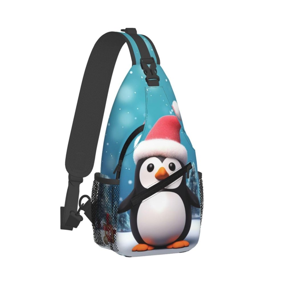 WSOIHFEC Sling Bag for Women Men Chest Bag Christmas Penguin Crossbody Bag Small Sling Backpack Fanny Packs Hiking Daypack