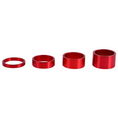 Sunicon Headset Spacer, 4 Colors 4Pcs Set 5mm 10mm 15mm 20mm Aluminum Alloy Headset Spacer Bike Front Stem Fork Washer (Red)