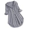 GOKKILRW Womens Dressy Casual Blouses Striped Loose Fit Button Down Shirts Roll Up Long Sleeve Lightweight Spring Summer Tops Black view 1