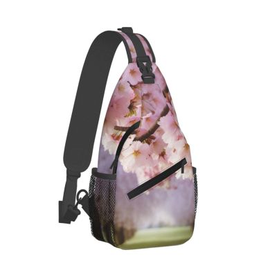 WSOIHFEC Sling Bag for Women Men Chest Bag Cherry Blossom Crossbody Bag Small Sling Backpack Fanny Packs Hiking Daypack