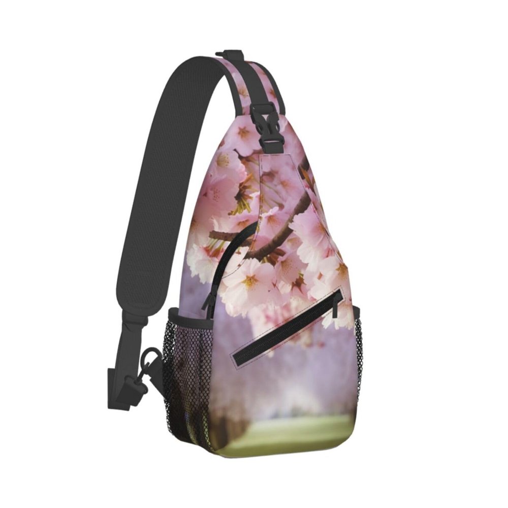 WSOIHFEC Sling Bag for Women Men Chest Bag Cherry Blossom Crossbody Bag Small Sling Backpack Fanny Packs Hiking Daypack