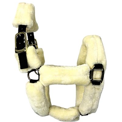 Derby Originals Comfortable Super Soft Padded Faux Mink Horse Black Nylon Halters with Throat Snap for Easy Removal, Daily Use, and 1-Year Warranty (Black, Warmblood/OS)