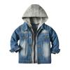Betadog Boys Classic Denim Girls Kids Hooded Denim Jacket Toddler Teens Child Jean Jacket with Hood (Grey, 3-6 Months) view 1