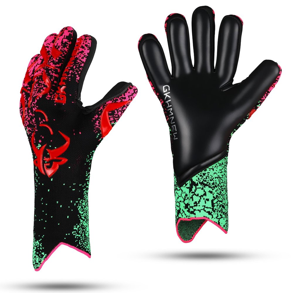 GKHMNEW Soccer Goalkeeper Gloves Kids Youth and Adult Provide Extreme Strong Control and Grip, Breathable and Comfortable Soccer Gloves,High Performance Goalkeeper Glove Equipment (Red, 9)