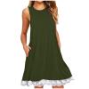 2024 Summer Sleeveless Tank Sundress,Women Crewneck Solid A Line Vacation Dress,Casual Beach Lace Dress with Pockets (Ag-B, M) view 1