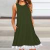 2024 Summer Sleeveless Tank Sundress,Women Crewneck Solid A Line Vacation Dress,Casual Beach Lace Dress with Pockets (Ag-B, M) view 4