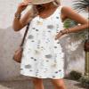 WENLIN Womens Summer Dresses 2024 Loose V Neck Tank Dress Casual Beach Sun Sleeveless Sundress with Pockets (US, Alpha, XX-Large, Regular, Regular, White Print) view 4