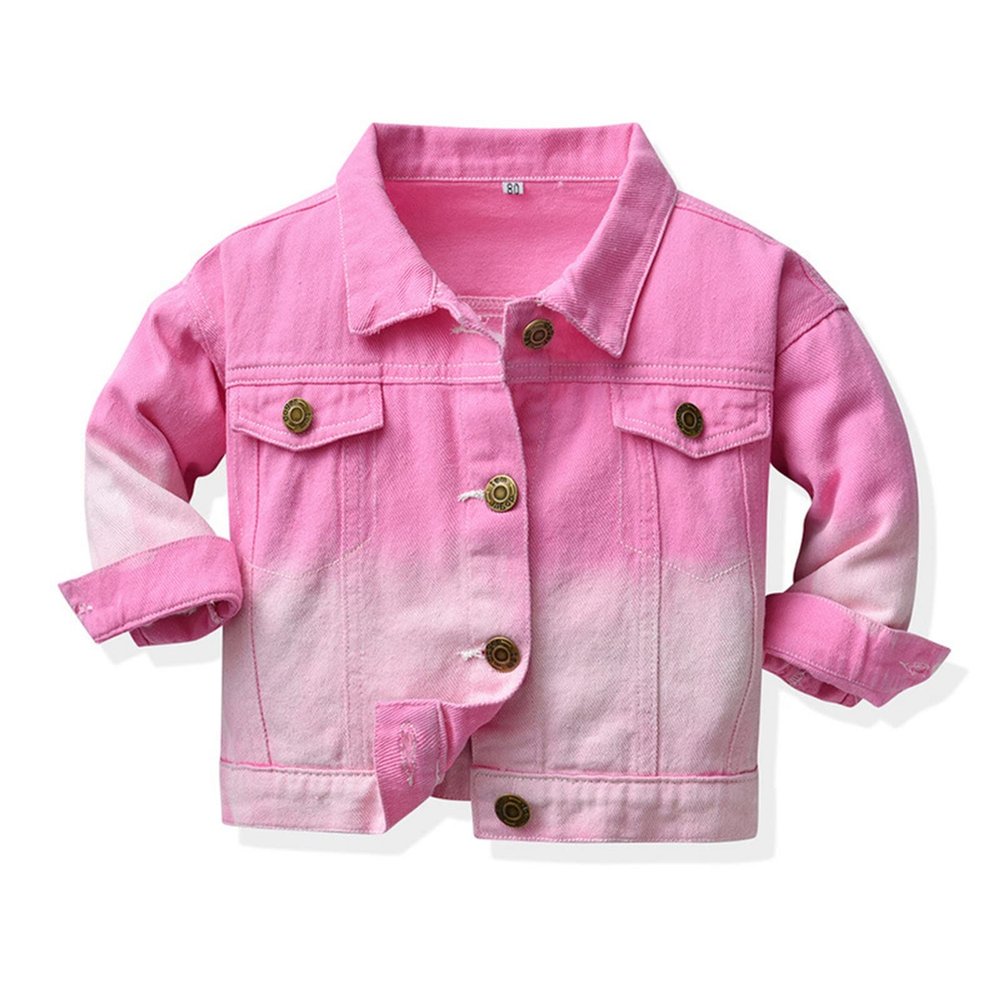 Betadog Girls' and Toddler Denim Trucker Jacket Boys' Baby Denim Trucker Jacket Kids Western (Hot Pink, 5-6 Years)