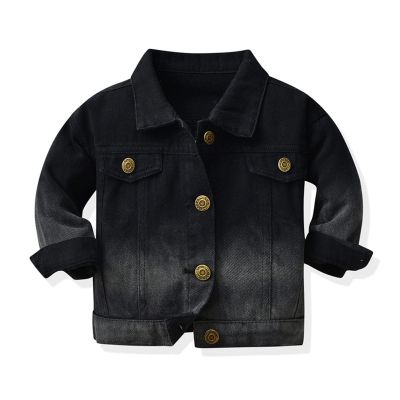 Betadog Toddler Baby Boys Girls Denim Jackets Button Down Trucker Jeans Top with Pockets Long (Black, 18-24 Months)