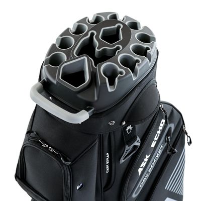 ASK ECHO T-Lock Golf Cart Bag with 14 Way Organizer Divider Top, Premium Cart Bag with Handles and Rain Cover, for Men (Black)