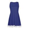 2024 Summer Sleeveless Tank Sundress,Women Crewneck Solid A Line Vacation Dress,Casual Beach Lace Dress with Pockets (Navy-B, S) view 3