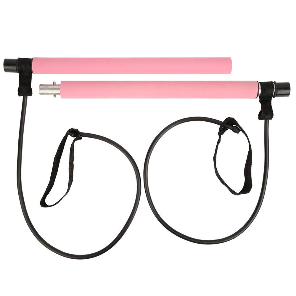 Pilates Bar, Exercise Stick, Exercise Resistance Bands, Pilates Bar with Non Slip Foot Strap Prevent Break 2 Section Exercise Equipment, Portable Toning Bar Yoga Pilates Equipment