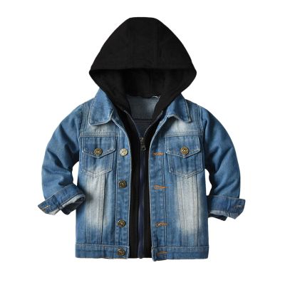 Betadog Girls Jean Jacket Kids Denim Jacket, Flower Girls Gift for Wedding Cowboy Overcoat Hoodie (Black, 6-7 Years)
