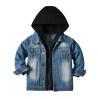 Betadog Girls Jean Jacket Kids Denim Jacket, Flower Girls Gift for Wedding Cowboy Overcoat Hoodie (Black, 6-7 Years) view 1