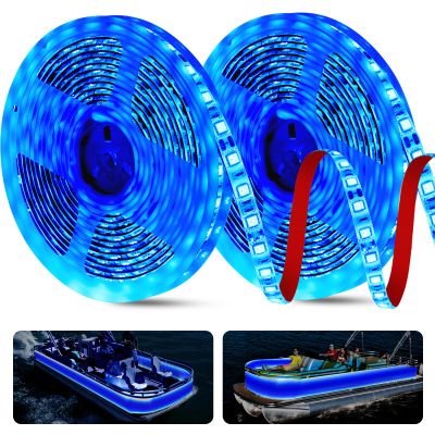 JUIOHAKY 66ft Pontoon Boat Lights Marine LED Strip Lights 12V Waterproof, Interior Light Deck Light for Kayak, Jon Boat, Bass Boats, Fishing Boats (Blue)