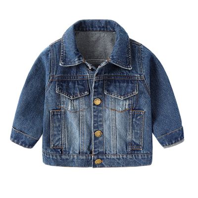 Betadog Child Kids Toddler Baby Boy Girl Basic Jeans Jacket Navy Light Blue Denim Coat Casual Fall (Blue, 12-18 Months)