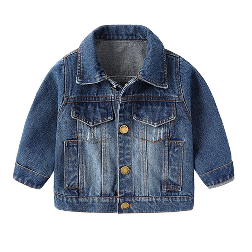 Betadog Child Kids Toddler Baby Boy Girl Basic Jeans Jacket Navy Light Blue Denim Coat Casual Fall (Blue, 12-18 Months)