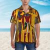 Ancient Egypt Tribe Series Men's Casual Shirts Short Sleeve Regular Fit Fashion Camp Beach Shirts Tops Black view 4